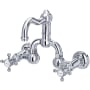Rohl Acqui 1.2 GPM Wall Mounted Widespread Bridge Bathroom Faucet with Pop-Up Drain Assembly Polished Chrome
