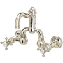 Rohl Acqui 1.2 GPM Wall Mounted Widespread Bridge Bathroom Faucet with Pop-Up Drain Assembly Polished Nickel