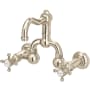Rohl Acqui 1.2 GPM Wall Mounted Widespread Bridge Bathroom Faucet with Pop-Up Drain Assembly Satin Nickel