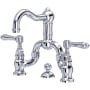 Rohl Acqui 1.2 GPM Widespread Bridge Bathroom Faucet with Pop-Up Drain Assembly Polished Chrome