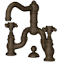 Rohl Acqui 1.2 GPM Widespread Bridge Bathroom Faucet with Pop-Up Drain Assembly Tuscan Brass (Living Finish)