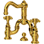 Rohl Acqui 1.2 GPM Widespread Bridge Bathroom Faucet with Pop-Up Drain Assembly Unlacquered Brass (Living Finish)
