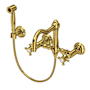 Rohl Acqui 1.5 GPM Wall Mounted Bridge Kitchen Faucet - Includes Side Spray Unlacquered Brass