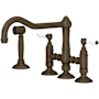 Rohl Acqui 1.5 GPM Widespread Bridge Kitchen Faucet - Includes Side Spray Tuscan Brass (Living Finish)