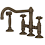 Rohl Acqui 1.5 GPM Bridge Kitchen Faucet - Includes Side Spray Tuscan Brass (Living Finish)