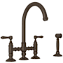 Rohl San Julio 1.5 GPM Widespread Bridge Kitchen Faucet - Includes Side Spray Tuscan Brass (Living Finish)