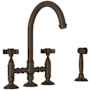 Rohl San Julio 1.5 GPM Widespread Bridge Kitchen Faucet - Includes Side Spray Tuscan Brass (Living Finish)