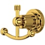 Rohl Campo Double Robe Hook Unlacquered Brass (Living Finish)