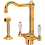 Rohl Acqui 1.5 GPM Single Hole Kitchen Faucet - Includes Side Spray Italian Brass