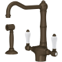 Rohl Acqui 1.5 GPM Single Hole Kitchen Faucet - Includes Side Spray Tuscan Brass