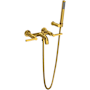 Rohl Lombardia Wall Mounted Tub Filler with Built-In Diverter - Includes Hand Shower Unlacquered Brass (Living Finish)
