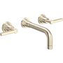 Rohl Lombardia 1.2 GPM Wall Mounted Widespread Bathroom Faucet Satin Nickel