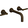 Rohl Lombardia 1.2 GPM Wall Mounted Widespread Bathroom Faucet Tuscan Brass (Living Finish)
