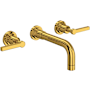 Rohl Lombardia 1.2 GPM Wall Mounted Widespread Bathroom Faucet Unlacquered Brass (Living Finish)