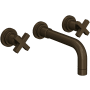 Rohl Lombardia 1.2 GPM Wall Mounted Widespread Bathroom Faucet Tuscan Brass