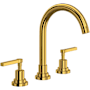 Rohl Lombardia 1.2 GPM Widespread Bathroom Faucet with Pop-Up Drain Assembly Unlacquered Brass (Living Finish)