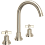 Rohl Lombardia 1.2 GPM Widespread Bathroom Faucet with Pop-Up Drain Assembly Satin Nickel