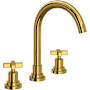 Rohl Lombardia 1.2 GPM Widespread Bathroom Faucet with Pop-Up Drain Assembly Unlacquered Brass