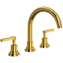 Rohl Lombardia 1.2 GPM Widespread Bathroom Faucet with Pop-Up Drain Assembly Unlacquered Brass (Living Finish)