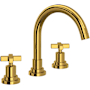 Rohl Lombardia 1.2 GPM Widespread Bathroom Faucet with Pop-Up Drain Assembly Unlacquered Brass (Living Finish)