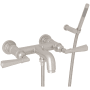 Rohl San Giovanni Wall Mounted Tub Filler with Built-In Diverter - Includes Hand Shower Satin Nickel
