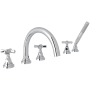 Rohl San Giovanni Deck Mounted Roman Tub Filler with Built-In Diverter - Includes Hand Shower Polished Chrome