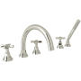 Rohl San Giovanni Deck Mounted Roman Tub Filler with Built-In Diverter - Includes Hand Shower Polished Nickel
