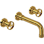 Rohl Campo 1.2 GPM Wall Mounted Widespread Bathroom Faucet Unlacquered Brass
