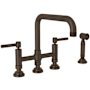 Rohl Campo 1.5 GPM Widespread Bridge Kitchen Faucet - Includes Side Spray Tuscan Brass (Living Finish)