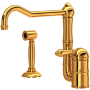 Rohl Acqui 1.5 GPM Single Hole Kitchen Faucet - Includes Side Spray Italian Brass