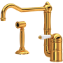 Rohl Acqui 1.5 GPM Single Hole Kitchen Faucet - Includes Side Spray Italian Brass