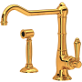 Rohl Acqui 1.5 GPM Single Hole Kitchen Faucet - Includes Side Spray Italian Brass