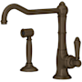 Rohl Acqui 1.5 GPM Single Hole Kitchen Faucet - Includes Side Spray Tuscan Brass (Living Finish)