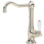 Rohl Acqui 1.5 GPM Single Hole Bar Faucet with Porcelain Handle Polished Nickel