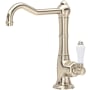 Rohl Acqui 1.5 GPM Single Hole Bar Faucet with Porcelain Handle Satin Nickel