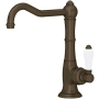 Rohl Acqui 1.5 GPM Single Hole Bar Faucet with Porcelain Handle Tuscan Brass