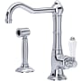 Rohl Acqui® 1.5 GPM Deck Mounted Single Hole Bar Faucet with Single Lever Porcelain Handle - Includes Side Spray Polished Chrome