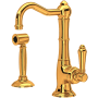 Rohl Acqui 1.5 GPM Single Hole Kitchen Faucet - Includes Side Spray Italian Brass