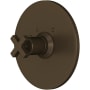 Rohl Lombardia Thermostatic Valve Trim Only with Single Cross Handle - Less Rough In Tuscan Brass