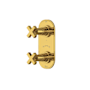 Rohl Lombardia Five Function Thermostatic Valve Trim Only with Dual Cross Handles and Integrated Diverter - Less Rough In Unlacquered Brass