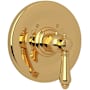 Rohl Acqui Thermostatic Valve Trim Only with Single Lever Handle - Less Rough In Unlacquered Brass