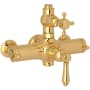 Rohl Acqui Exposed Thermostatic Valve Trim with Dual Lever Handles and Volume Control Italian Brass