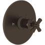 Rohl San Giovanni Thermostatic Valve Trim Only with Single Cross Handle - Less Rough In Tuscan Brass