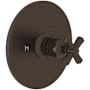 Rohl San Giovanni Thermostatic Valve Trim Only with Single Cross Handle - Less Rough In Tuscan Brass (Living Finish)