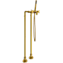 Rohl Lombardia Floor Mounted Tub Filler with Built-In Diverter - Includes Hand Shower Unlacquered Brass (Living Finish)