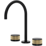 Rohl Amahle 1.2 GPM Widespread Bathroom Faucet with Wheel Handles and Pop-Up Drain Assembly Matte Black / Antique Gold