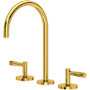 Rohl Amahle 1.2 GPM Widespread Bathroom Faucet with Lever Handles and Pop-Up Drain Assembly Unlacquered Brass (Living Finish)