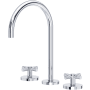 Rohl Amahle 1.2 GPM Widespread Bathroom Faucet with Cross Handles and Pop-Up Drain Assembly Polished Chrome