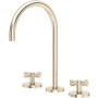 Rohl Amahle 1.2 GPM Widespread Bathroom Faucet with Cross Handles and Pop-Up Drain Assembly Satin Nickel