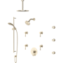 Rohl Amahle Thermostatic Shower System with Shower Head, Hand Shower, Slide Bar, Bodysprays, Shower Arm, Hose, and Valve Trim Satin Nickel